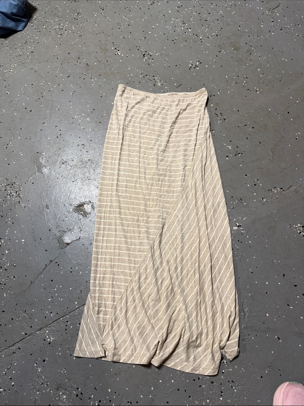 Striped Beige Maxi Skirt - Casual Everyday